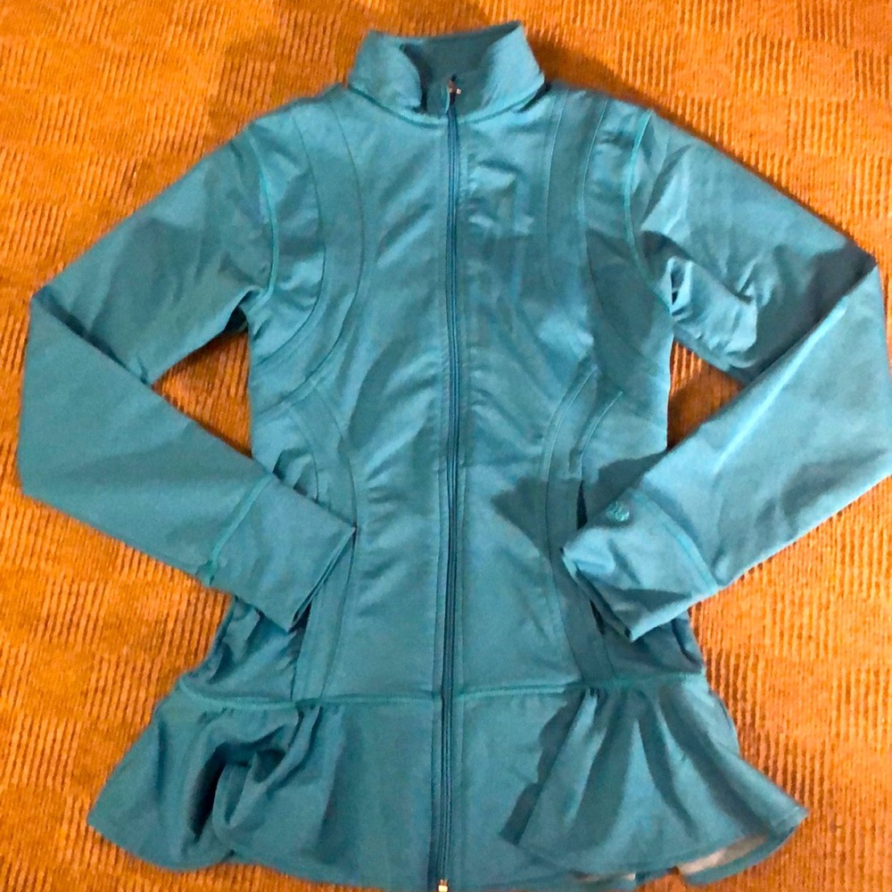 Albion Fit Teal Peplum Zip-Up (Never Worn)